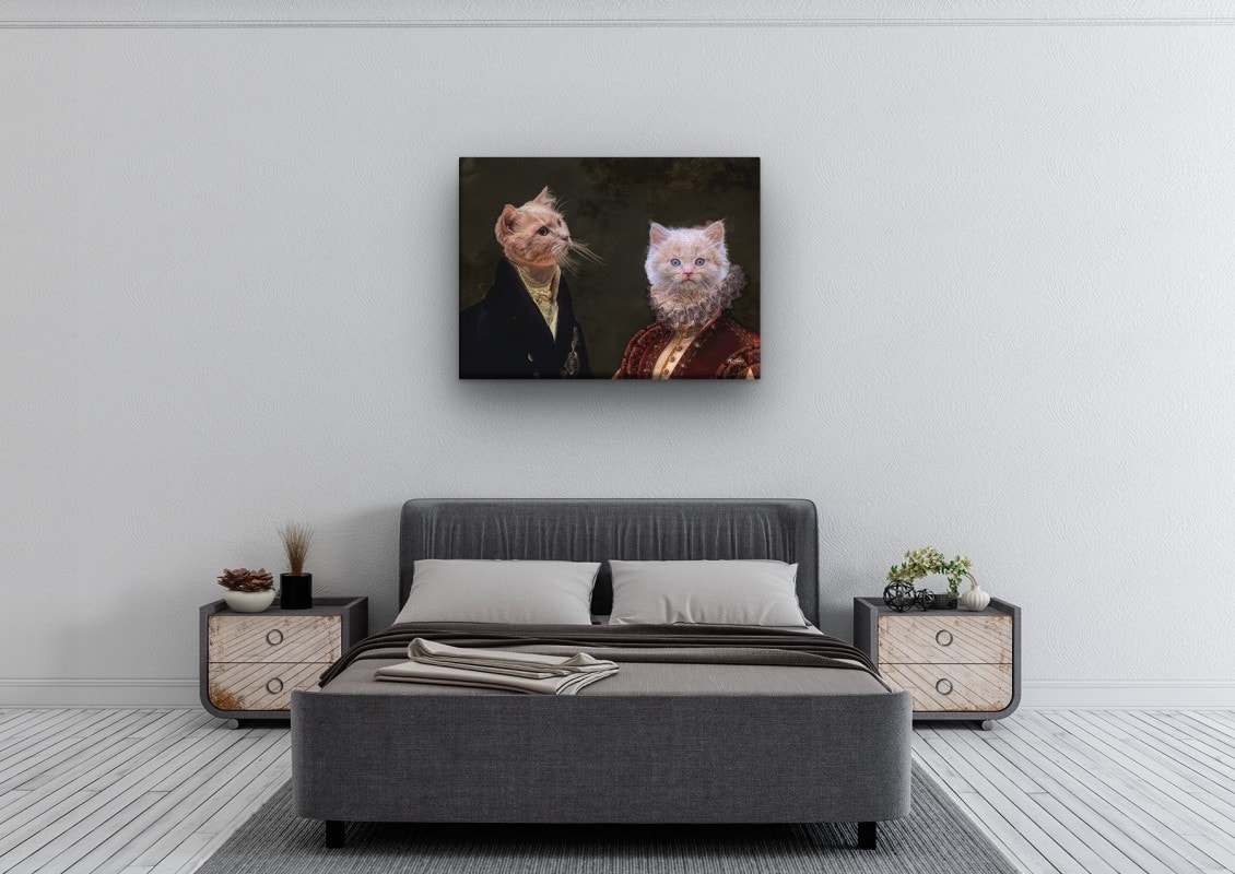 Double Renaissance Cat canvas portrait from photo 25 renaissance cat canvas double renaissance cats canvas double bedroom