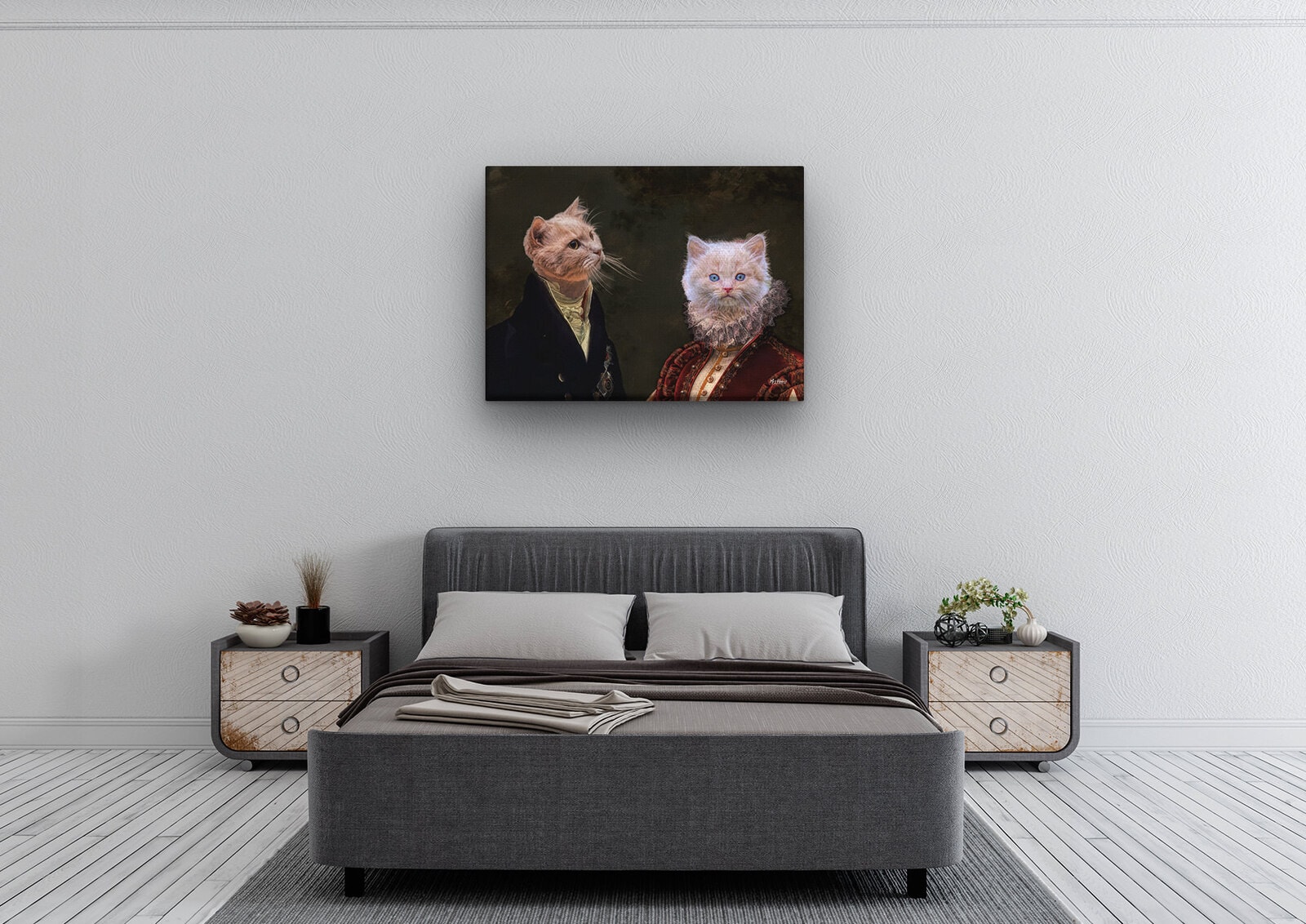 Double Renaissance Cat canvas portrait from photo 5 Double Renaissance Cat canvas portrait from photo - Image 3