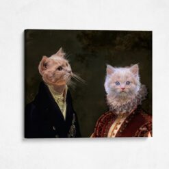 Double Renaissance Cat canvas portrait from photo 15 renaissance cat canvas double renaissance cats canvas double front view angled wall