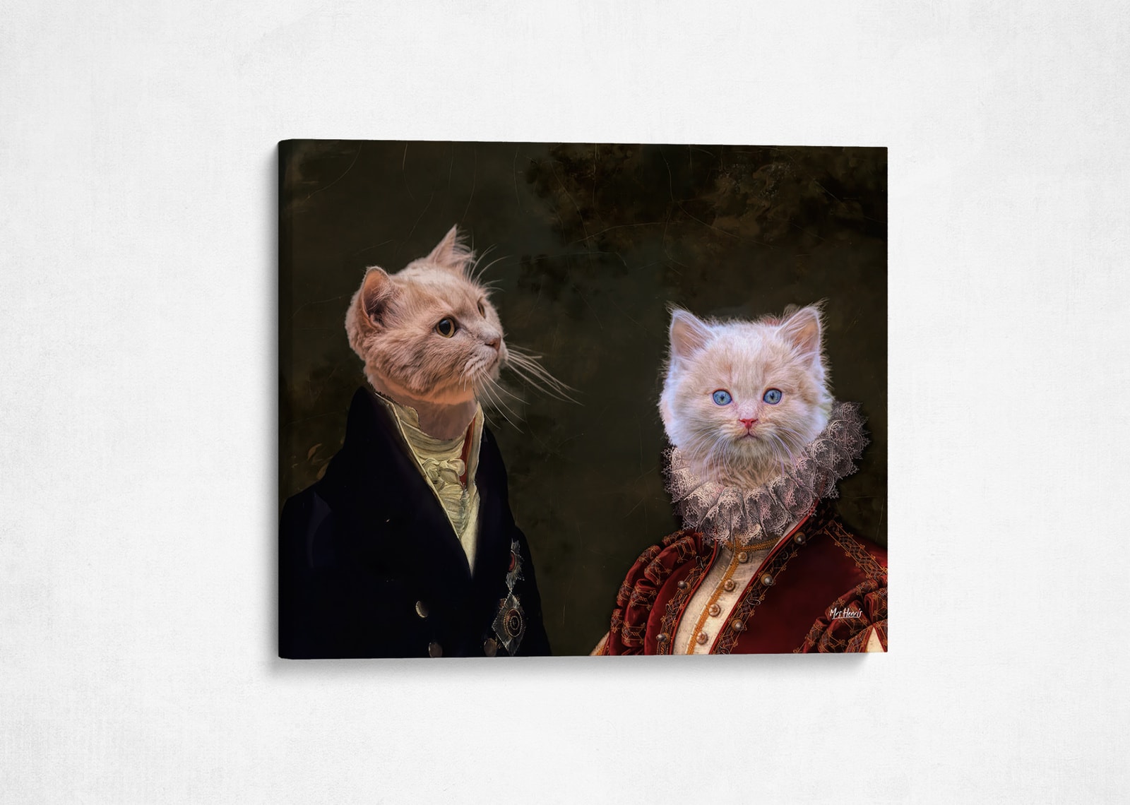 Double Renaissance Cat canvas portrait from photo 6 Double Renaissance Cat canvas portrait from photo - Image 4