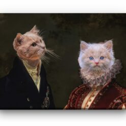 Double Renaissance Cat canvas portrait from photo 17 renaissance cat canvas double renaissance cats canvas double front view white