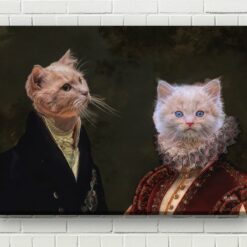 Double Renaissance Cat canvas portrait from photo 16 renaissance cat canvas double renaissance cats canvas double front view white bricks