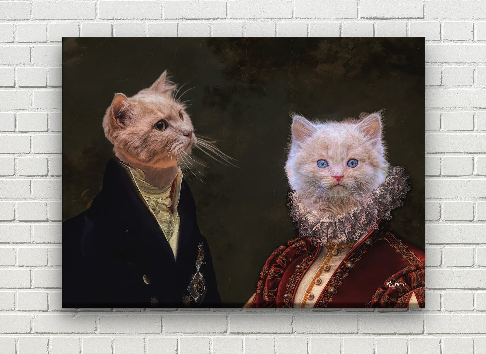 Double Renaissance Cat canvas portrait from photo 7 Double Renaissance Cat canvas portrait from photo - Image 5