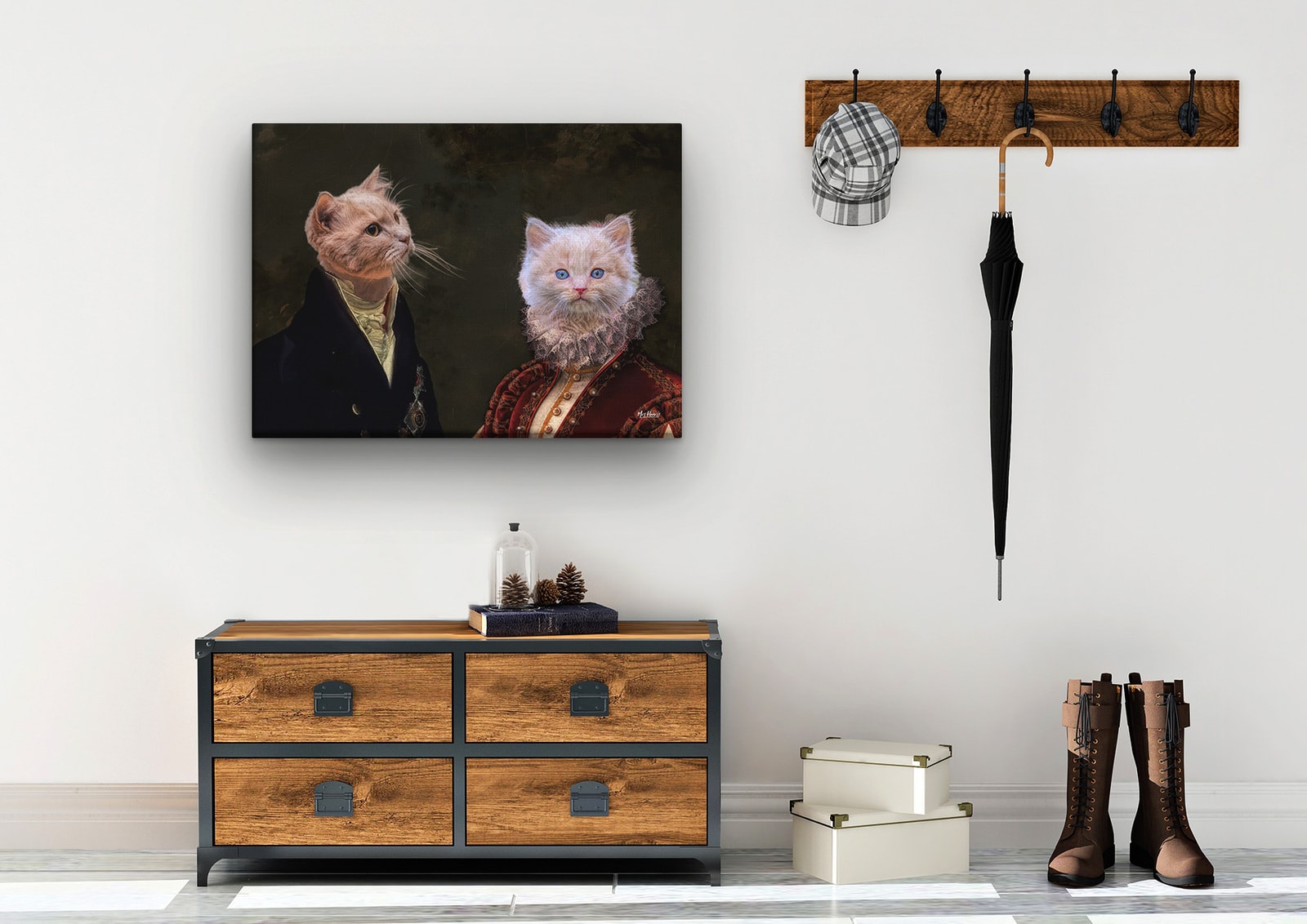Double Renaissance Cat canvas portrait from photo 9 Double Renaissance Cat canvas portrait from photo - Image 7
