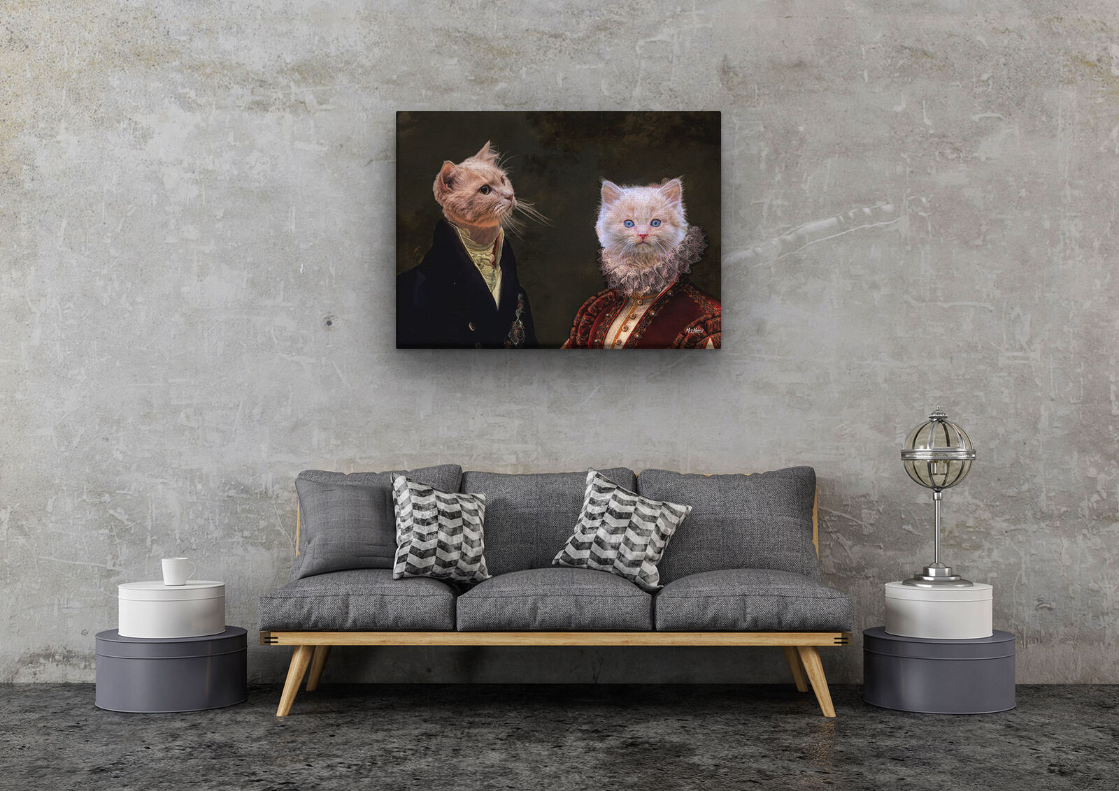 Double Renaissance Cat canvas portrait from photo 10 Double Renaissance Cat canvas portrait from photo - Image 8