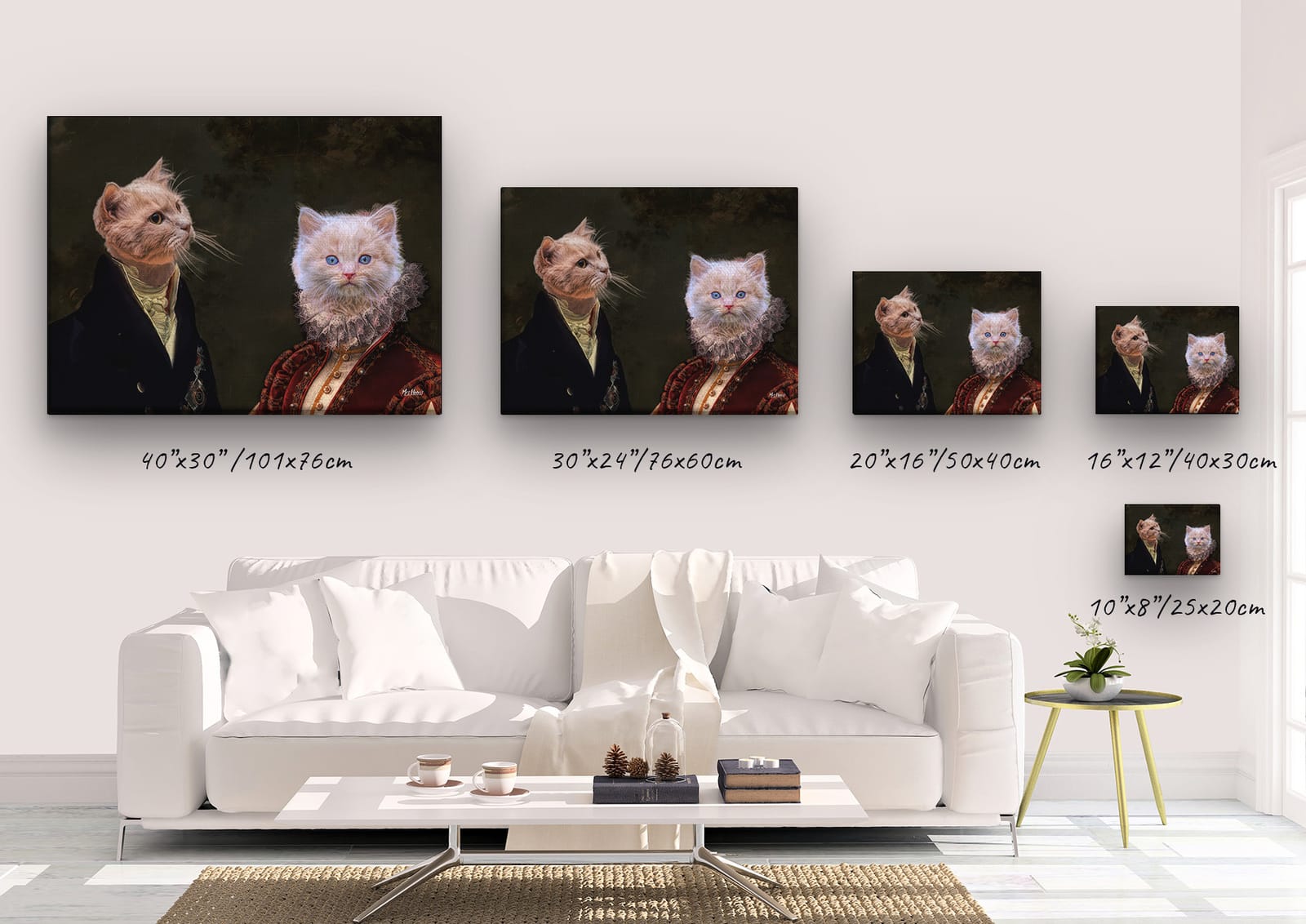 Double Renaissance Cat canvas portrait from photo 12 Double Renaissance Cat canvas portrait from photo - Image 10