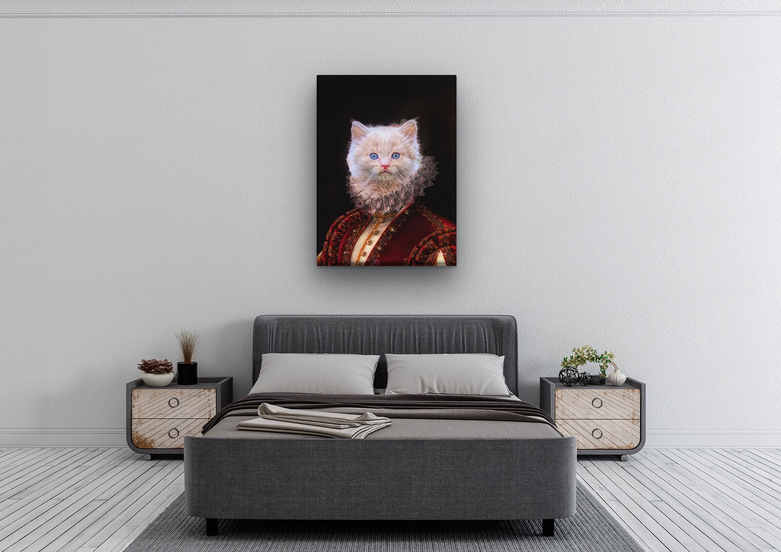 The Lady - Renaissance Cat canvas portrait from photo 4 The Lady - Renaissance Cat canvas portrait from photo - Image 2