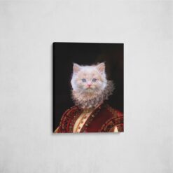 The Lady - Renaissance Cat canvas portrait from photo 14 renaissance cat canvas lady painting white front view angled wall