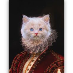 The Lady - Renaissance Cat canvas portrait from photo 16 renaissance cat canvas lady painting white front view white