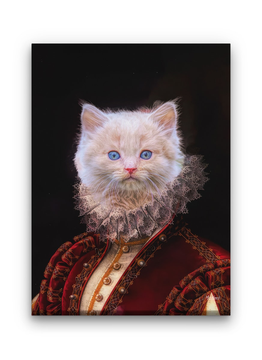 The Lady - Renaissance Cat canvas portrait from photo 8 The Lady - Renaissance Cat canvas portrait from photo - Image 6
