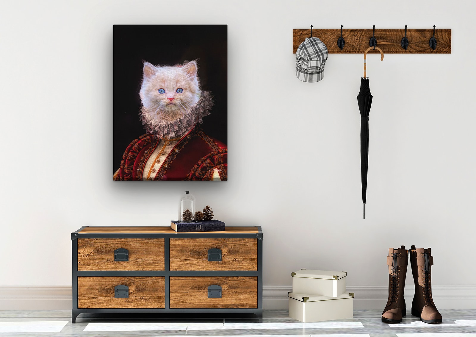 The Lady - Renaissance Cat canvas portrait from photo 9 The Lady - Renaissance Cat canvas portrait from photo - Image 7