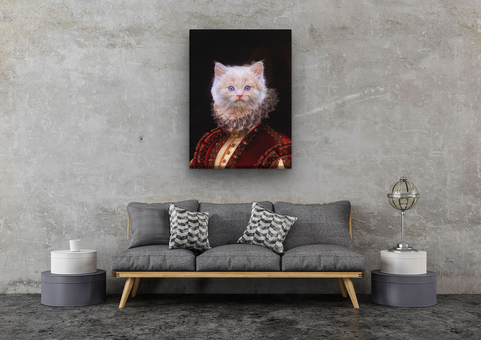 The Lady - Renaissance Cat canvas portrait from photo 10 The Lady - Renaissance Cat canvas portrait from photo - Image 8