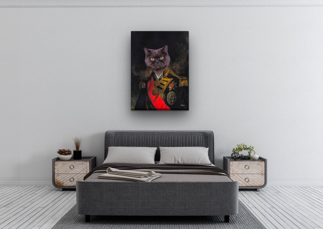 renaissance cat canvas nelson painting white bedroom