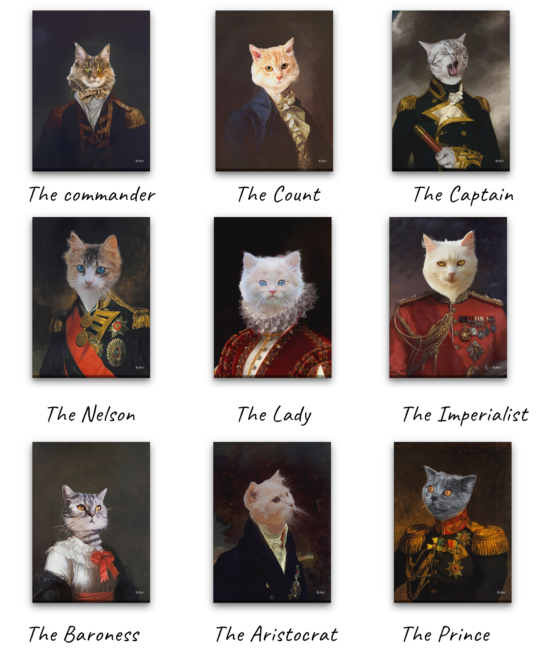 Double Renaissance Cat canvas portrait from photo 22 renaissance cat canvas portrait collection
