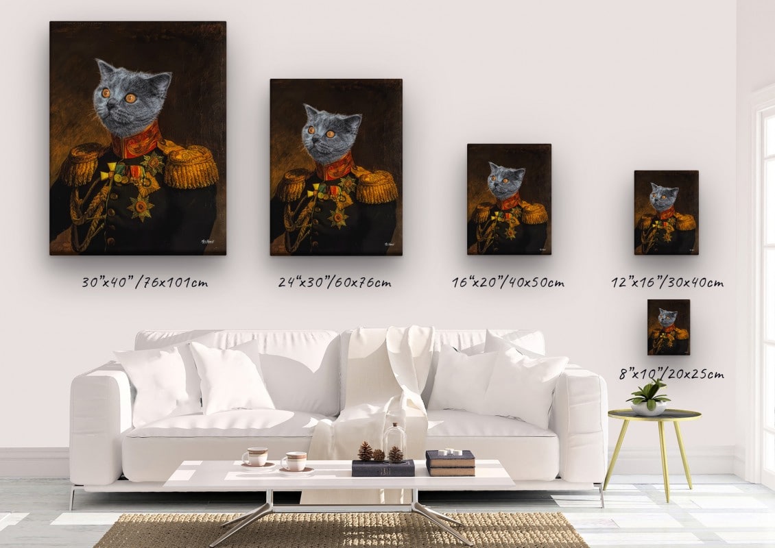 The Prince - Renaissance Cat canvas portrait from photo 23 renaissance cat canvas prince painting white canvas size comparison 1