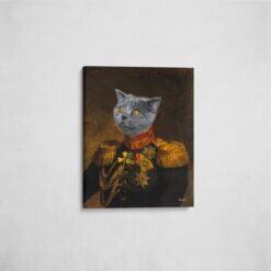 The Prince - Renaissance Cat canvas portrait from photo 16 renaissance cat canvas prince painting white front view angled wall