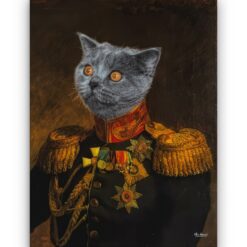 The Prince - Renaissance Cat canvas portrait from photo 18 renaissance cat canvas prince painting white front view white