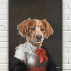 The Baroness - Renaissance Dog canvas portrait from photo 20 renaissance dog canvas baronesse dog front view white bricks