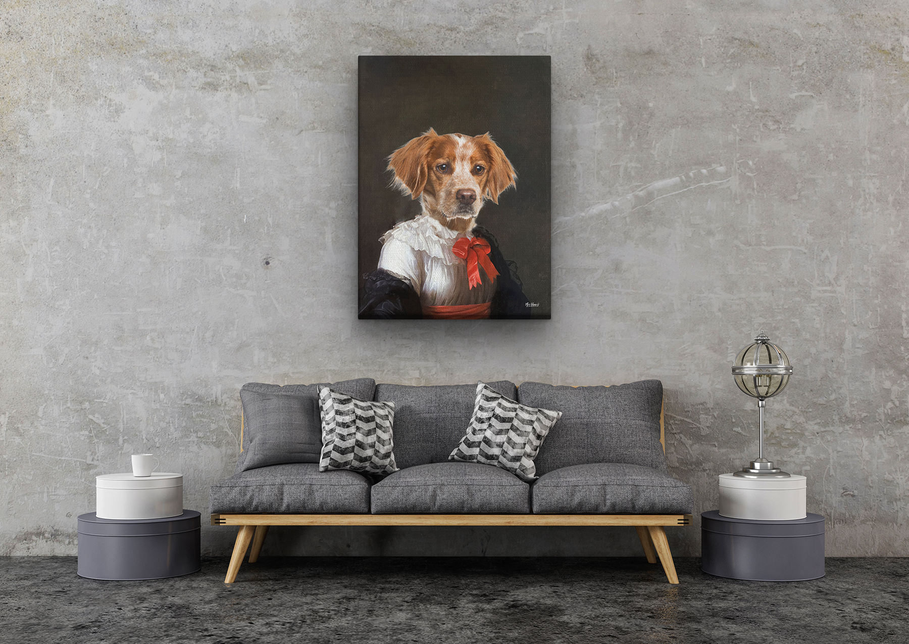 The Baroness - Renaissance Dog canvas portrait from photo 5 The Baroness - Renaissance Dog canvas portrait from photo - Image 3
