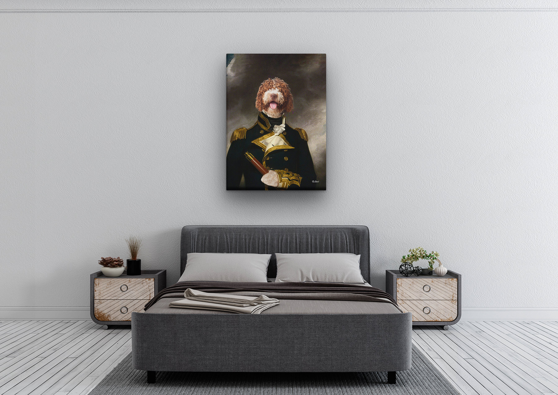 The Captain - Renaissance Dog canvas portrait from photo 4 The Captain - Renaissance Dog canvas portrait from photo - Image 2