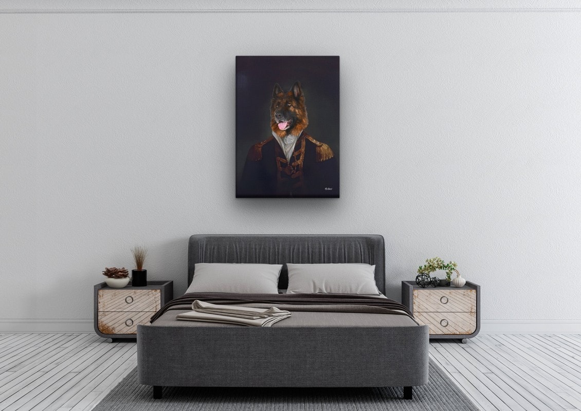 The Commander - Renaissance Dog canvas portrait from photo 24 renaissance dog canvas commander dog bedroom