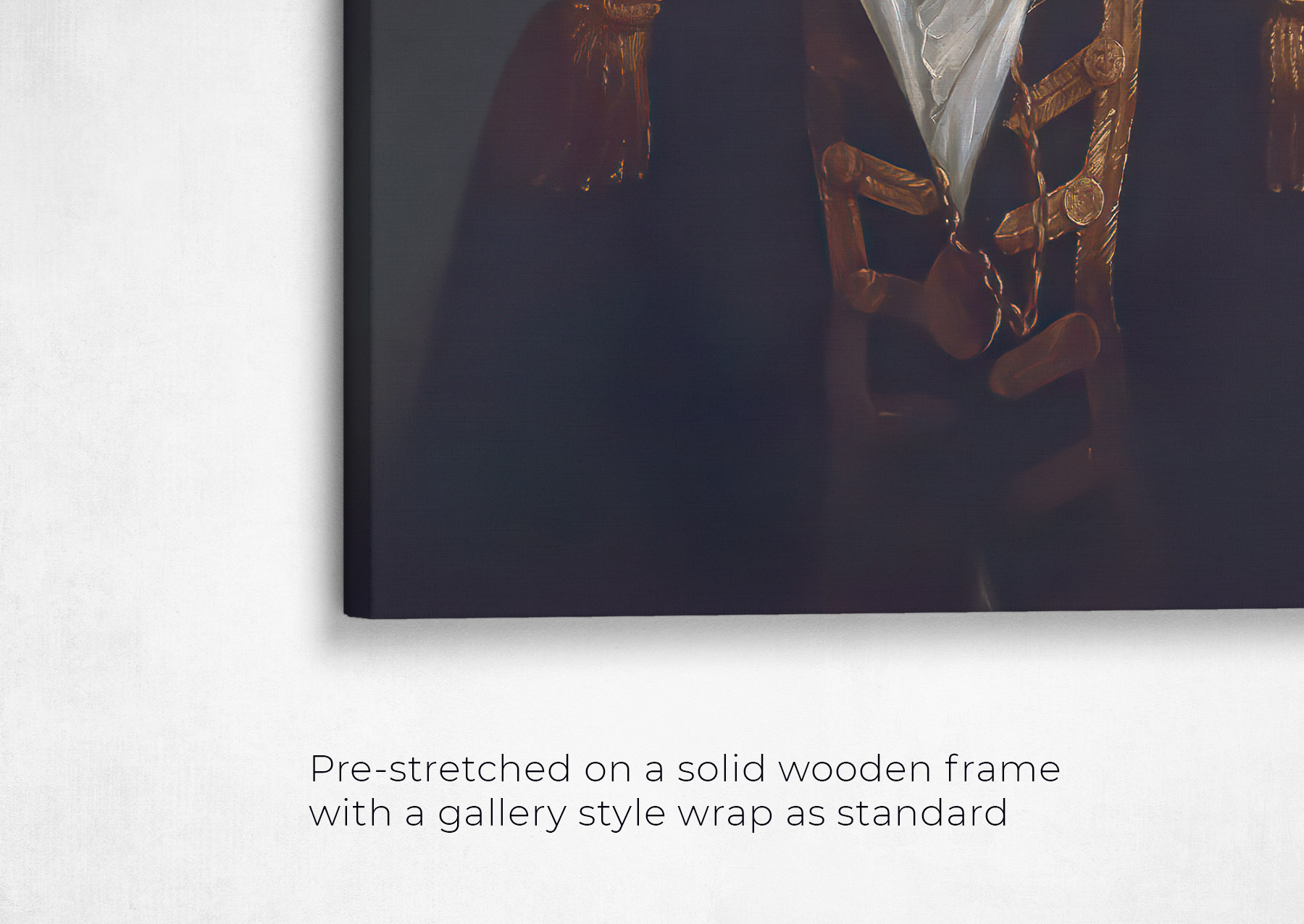 The Commander - Renaissance Dog canvas portrait from photo 22 renaissance dog canvas commander dog front view angled close up wall