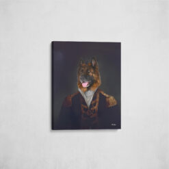 The Commander - Renaissance Dog canvas portrait from photo 16 renaissance dog canvas commander dog front view angled wall