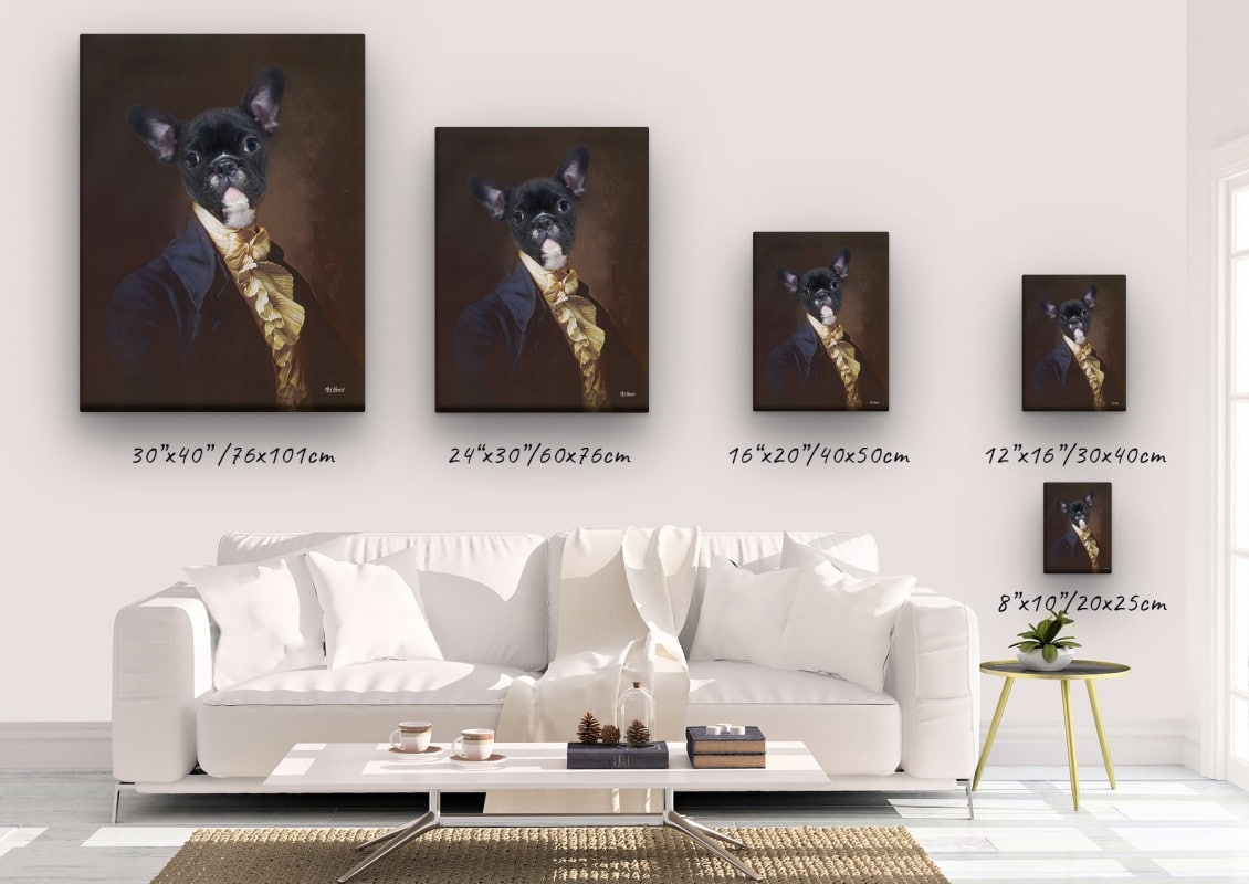 The Count - Renaissance Dog canvas portrait from photo 23 renaissance dog canvas count dog canvas size comparison