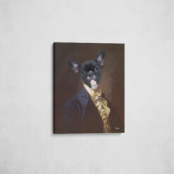 The Count - Renaissance Dog canvas portrait from photo 16 renaissance dog canvas count dog front view angled wall