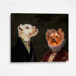 Double Renaissance Dog canvas portrait from photo 15 renaissance dog canvas double renaissance dogs canvas double front view angled wall