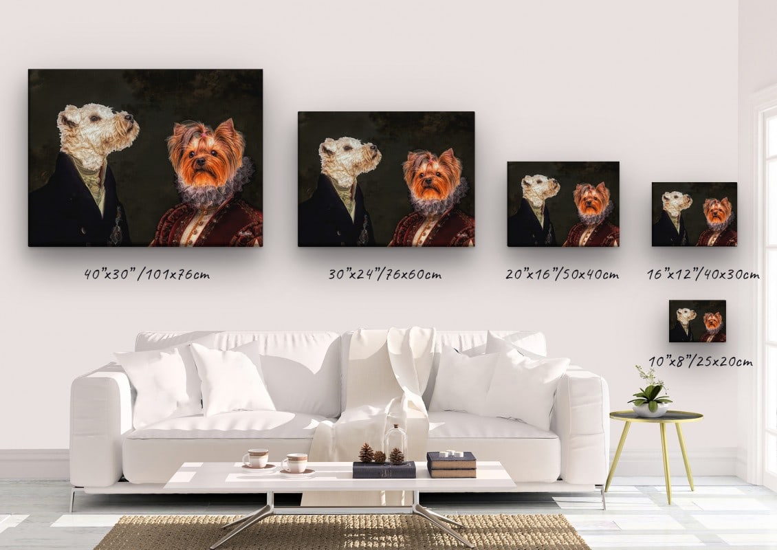 Double Renaissance Dog canvas portrait from photo 24 renaissance dog canvas double renaissance dogs canvas double size comparison
