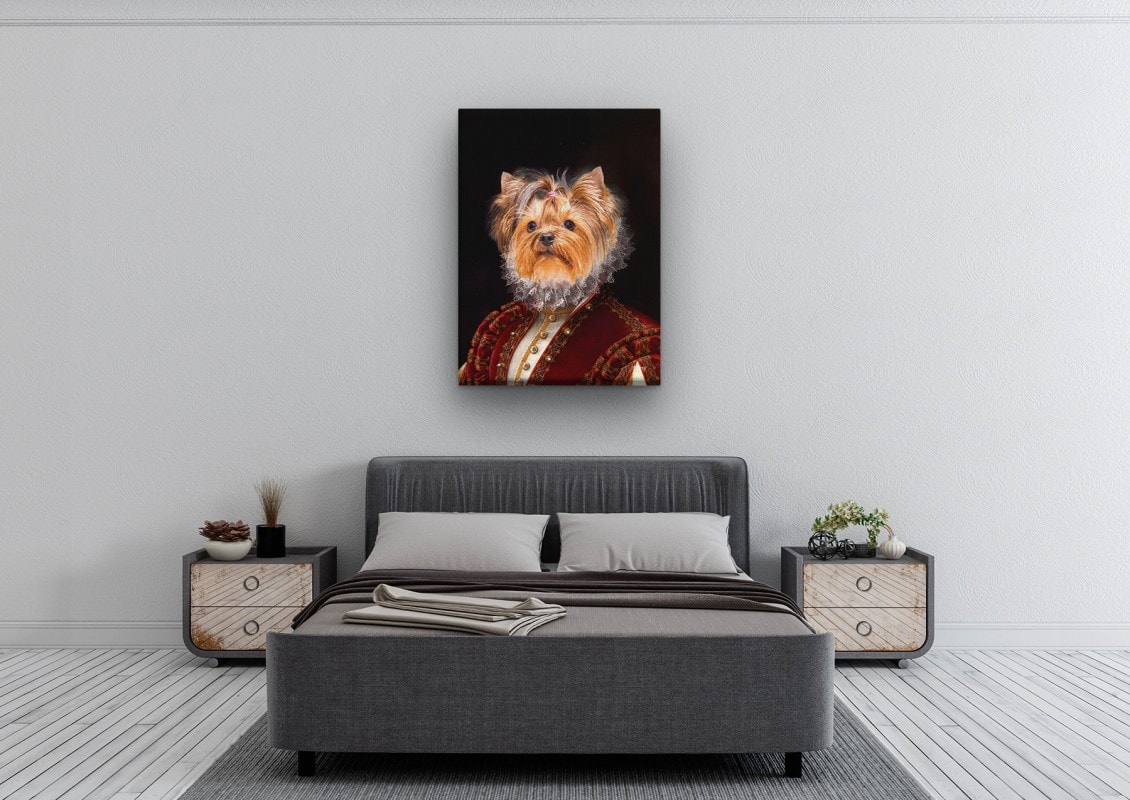 The Lady - Renaissance Dog canvas portrait from photo 24 renaissance dog canvas lady dog bedroom