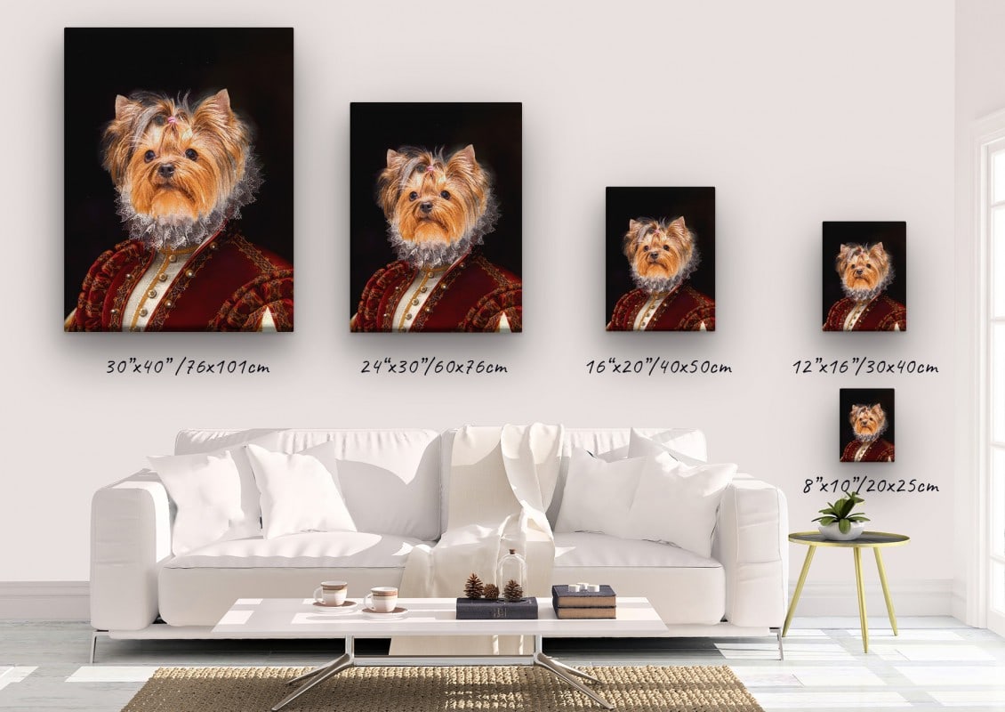 The Lady - Renaissance Dog canvas portrait from photo 23 renaissance dog canvas lady dog canvas size comparison