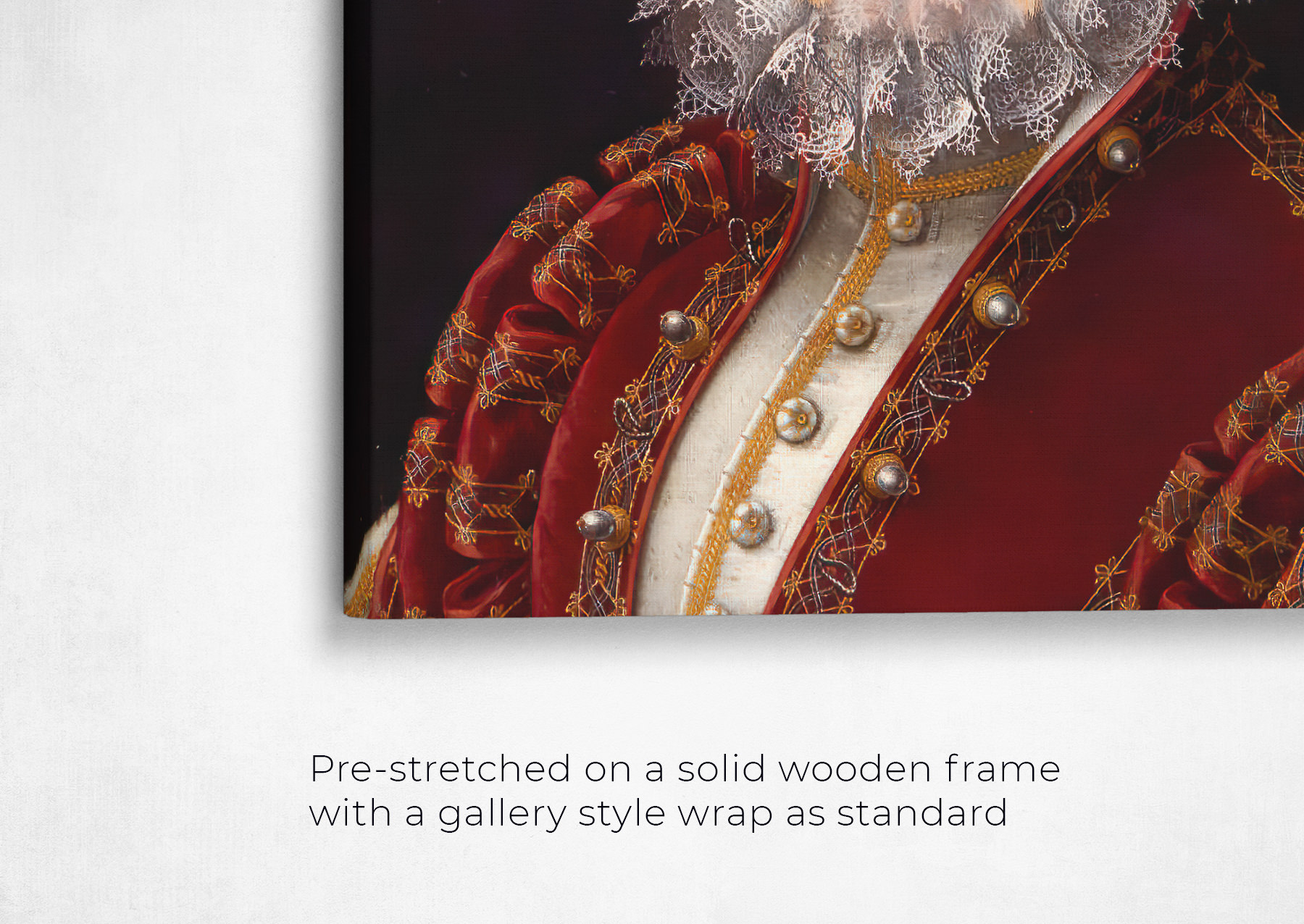 The Lady - Renaissance Dog canvas portrait from photo 22 renaissance dog canvas lady dog front view angled close up wall