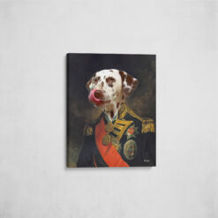 renaissance dog canvas nelson dog front view angled wall