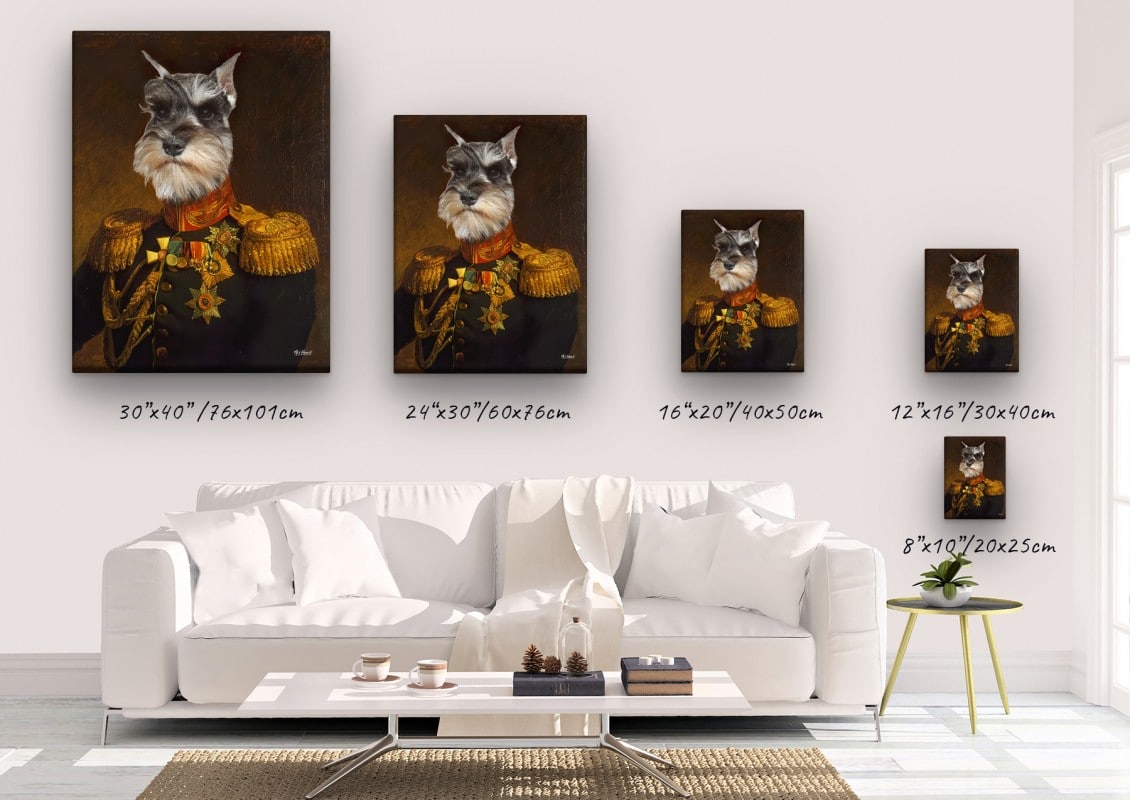 The Prince - Renaissance Dog canvas portrait from photo 23 renaissance dog canvas prince dog canvas size comparison