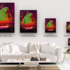 Custom Retro Arcade Style Bird Portrait - Pet illustration from photo - California Canvas 14 retro arcade pet portrait illustrations bird california canvas size comparison