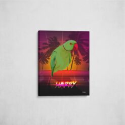 Custom Retro Arcade Style Bird Portrait - Pet illustration from photo - California Canvas 16 retro arcade pet portrait illustrations bird california front view angled wall