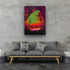 Custom Retro Arcade Style Bird Portrait - Pet illustration from photo - California Canvas 20 retro arcade pet portrait illustrations bird california living room