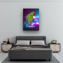 Custom Retro Arcade Style Bird Portrait - Pet illustration from photo - Fever Canvas 13 retro arcade pet portrait illustrations bird fever bedroom