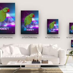 Custom Retro Arcade Style Bird Portrait - Pet illustration from photo - Fever Canvas 14 retro arcade pet portrait illustrations bird fever canvas size comparison