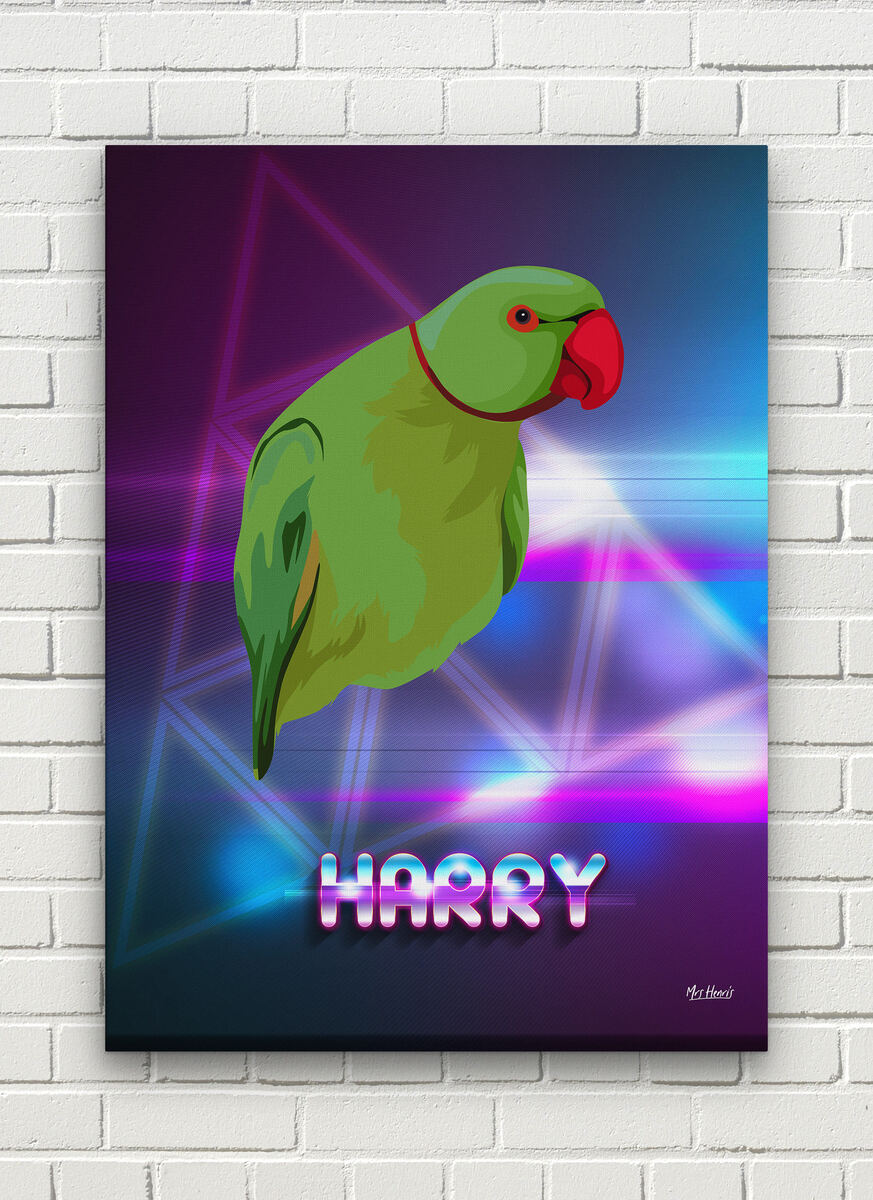 Custom Retro Arcade Style Bird Portrait - Pet illustration from photo - Fever Canvas 8 Custom Retro Arcade Style Bird Portrait - Pet illustration from photo - Fever Canvas - Image 6