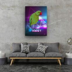 Custom Retro Arcade Style Bird Portrait - Pet illustration from photo - Fever Canvas 20 retro arcade pet portrait illustrations bird fever living room