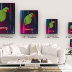 Custom Retro Arcade Style Bird Portrait - Pet illustration from photo - Hyperspeed Canvas 14 retro arcade pet portrait illustrations bird hyperspeed canvas size comparison