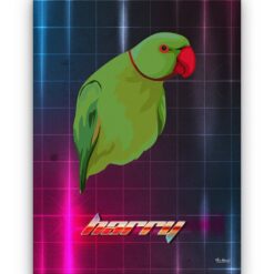 Custom Retro Arcade Style Bird Portrait - Pet illustration from photo - Hyperspeed Canvas 18 retro arcade pet portrait illustrations bird hyperspeed front view white