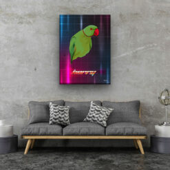 Custom Retro Arcade Style Bird Portrait - Pet illustration from photo - Hyperspeed Canvas 20 retro arcade pet portrait illustrations bird hyperspeed living room