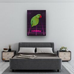 Custom Retro Arcade Style Bird Portrait - Pet illustration from photo - Invaders Canvas 13 retro arcade pet portrait illustrations bird invaders bedroom