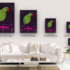 Custom Retro Arcade Style Bird Portrait - Pet illustration from photo - Invaders Canvas 14 retro arcade pet portrait illustrations bird invaders canvas size comparison