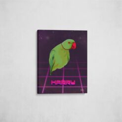 Custom Retro Arcade Style Bird Portrait - Pet illustration from photo - Invaders Canvas 16 retro arcade pet portrait illustrations bird invaders front view angled wall