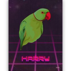 Custom Retro Arcade Style Bird Portrait - Pet illustration from photo - Invaders Canvas 18 retro arcade pet portrait illustrations bird invaders front view white